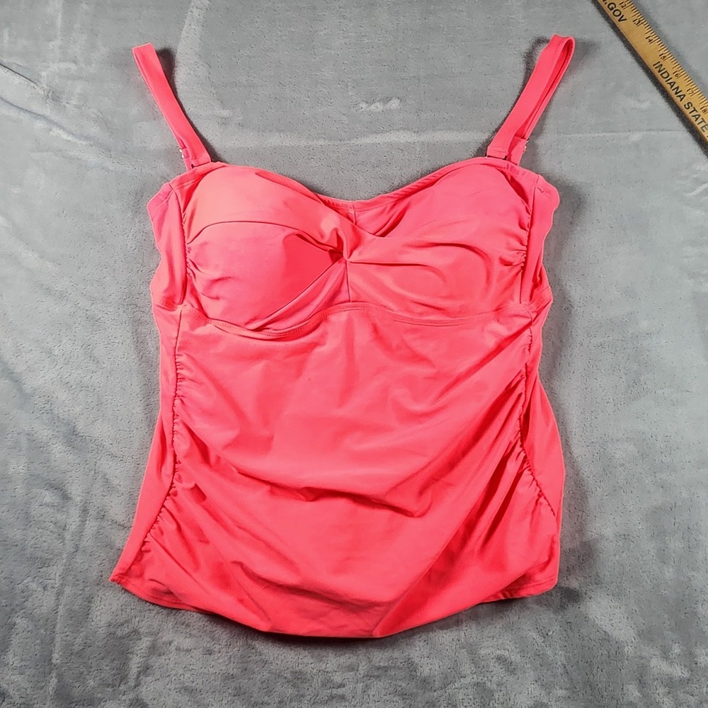 Catalina Hot Pink Cross Front Tankini Swim Top Size 2X 18W-20W Beach Vacation